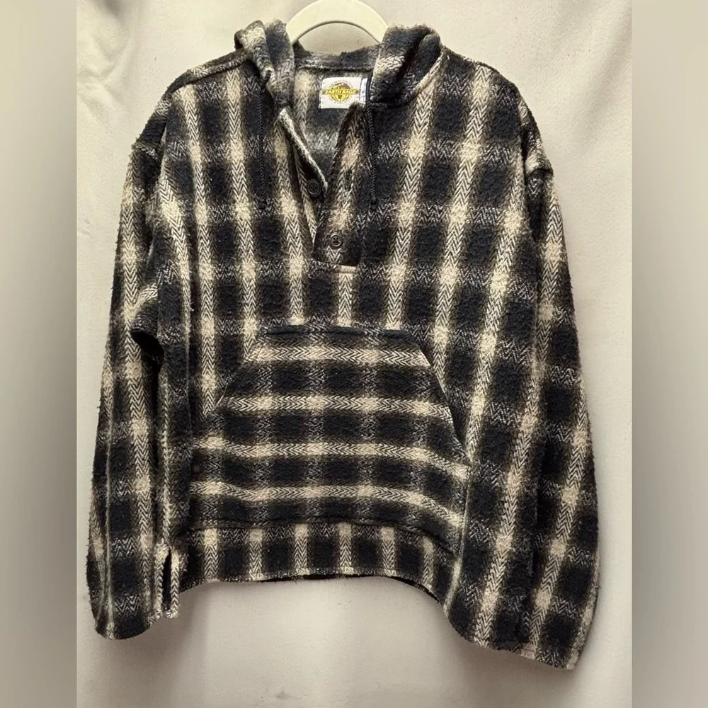 Earth Ragz Men's Vintage 90's Flannel Pullover Hoodie Jacket Size Medium